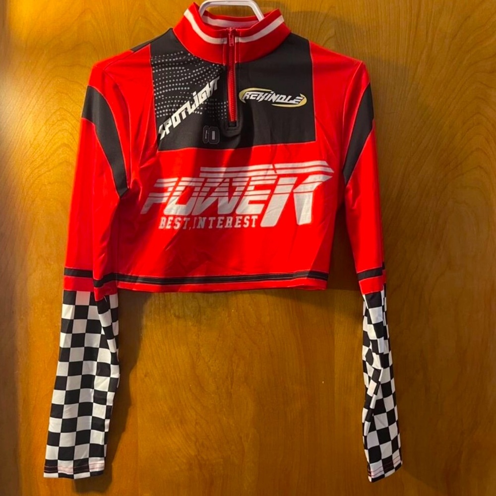 SHEIN Red and Black Checkered Crop Top